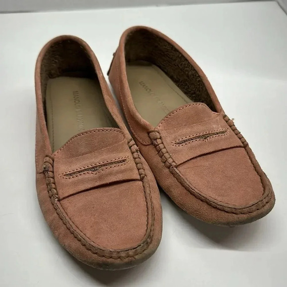 Manolo Blahnik Penny Loafers Shoes Slip On Suede Leather Light Pink Size 38 US 8 - Picture 3 of 13